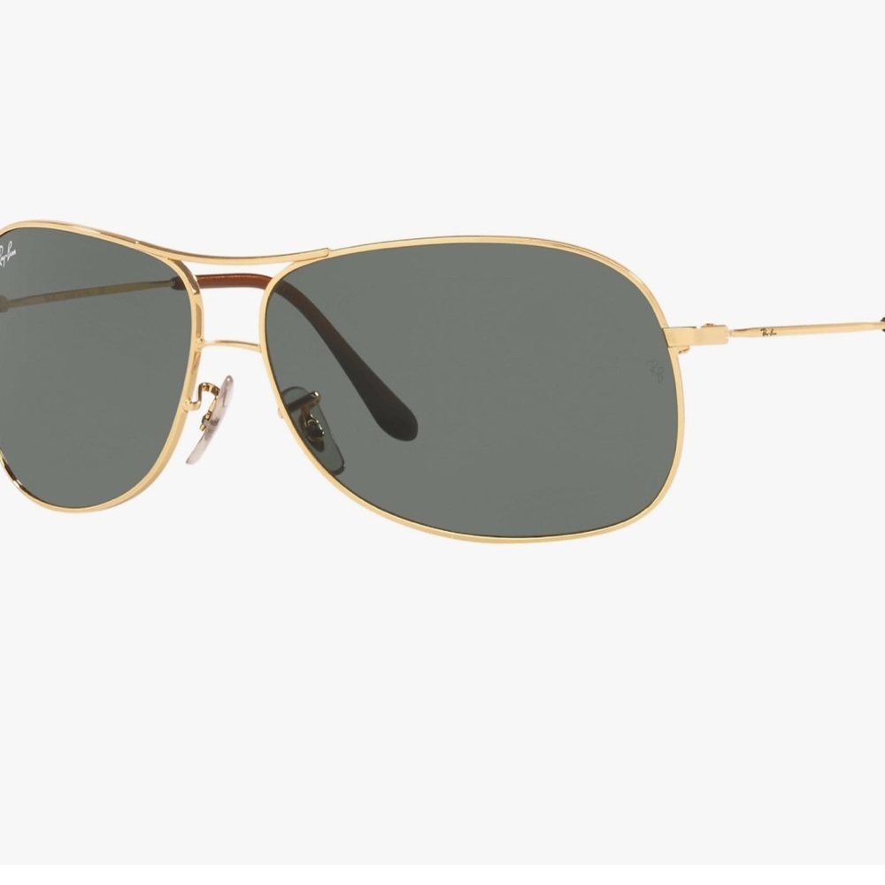 Ray-Ban Gold Metal Aviator Sunglasses with Dark Green Lenses